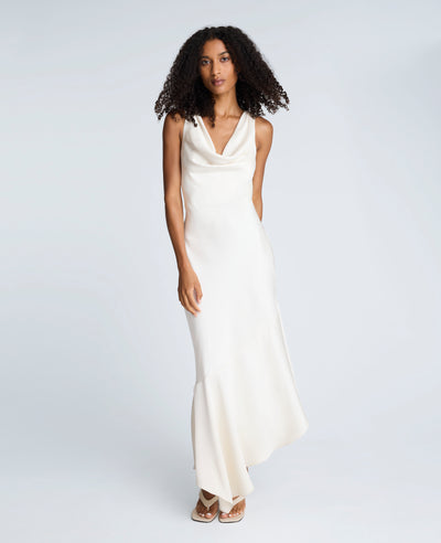Vestido sesgado de satín para mujer